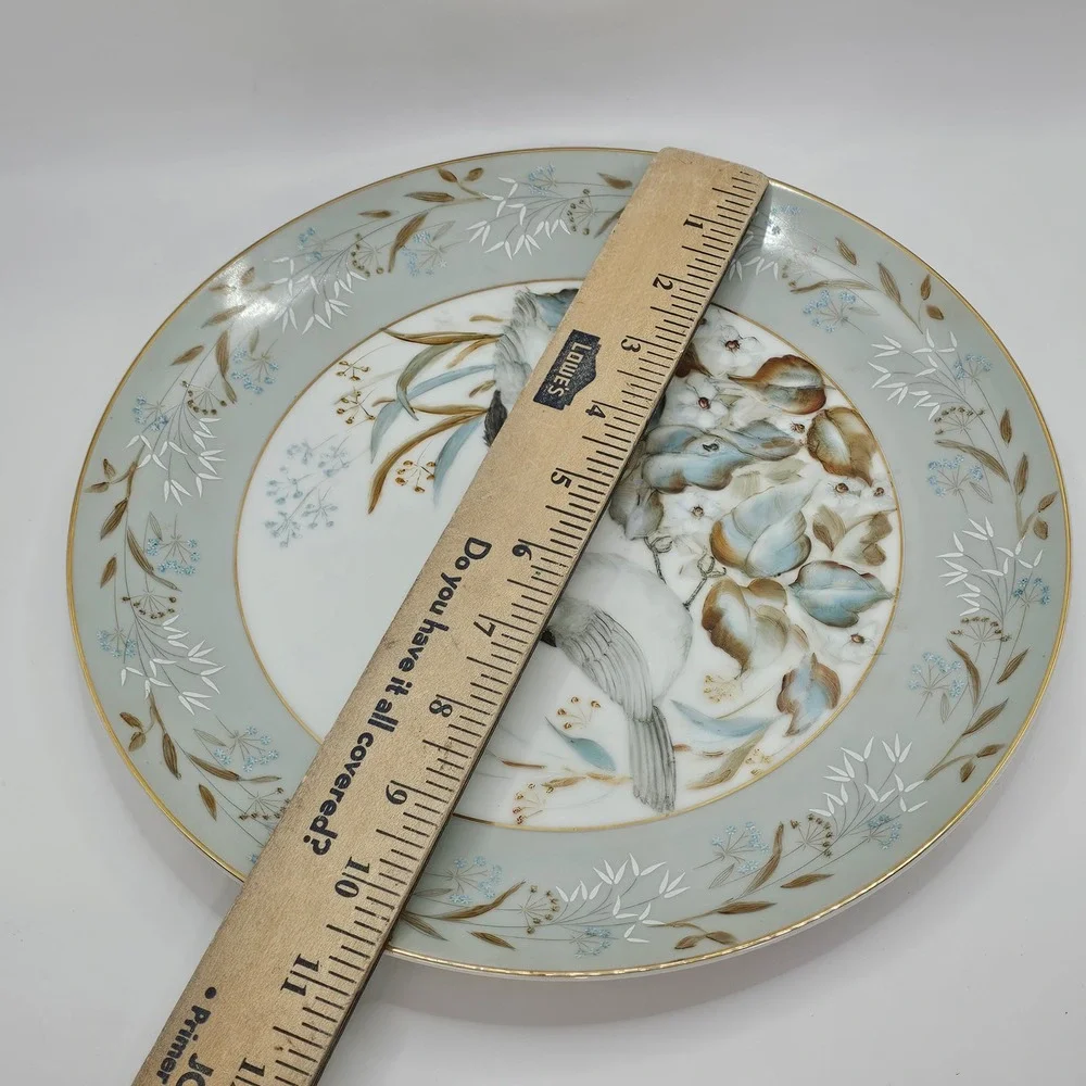 Vintage 50s Noritake Moderne Bird Plate‎ MCM Floral Gold Trim Japan Shabby Chic